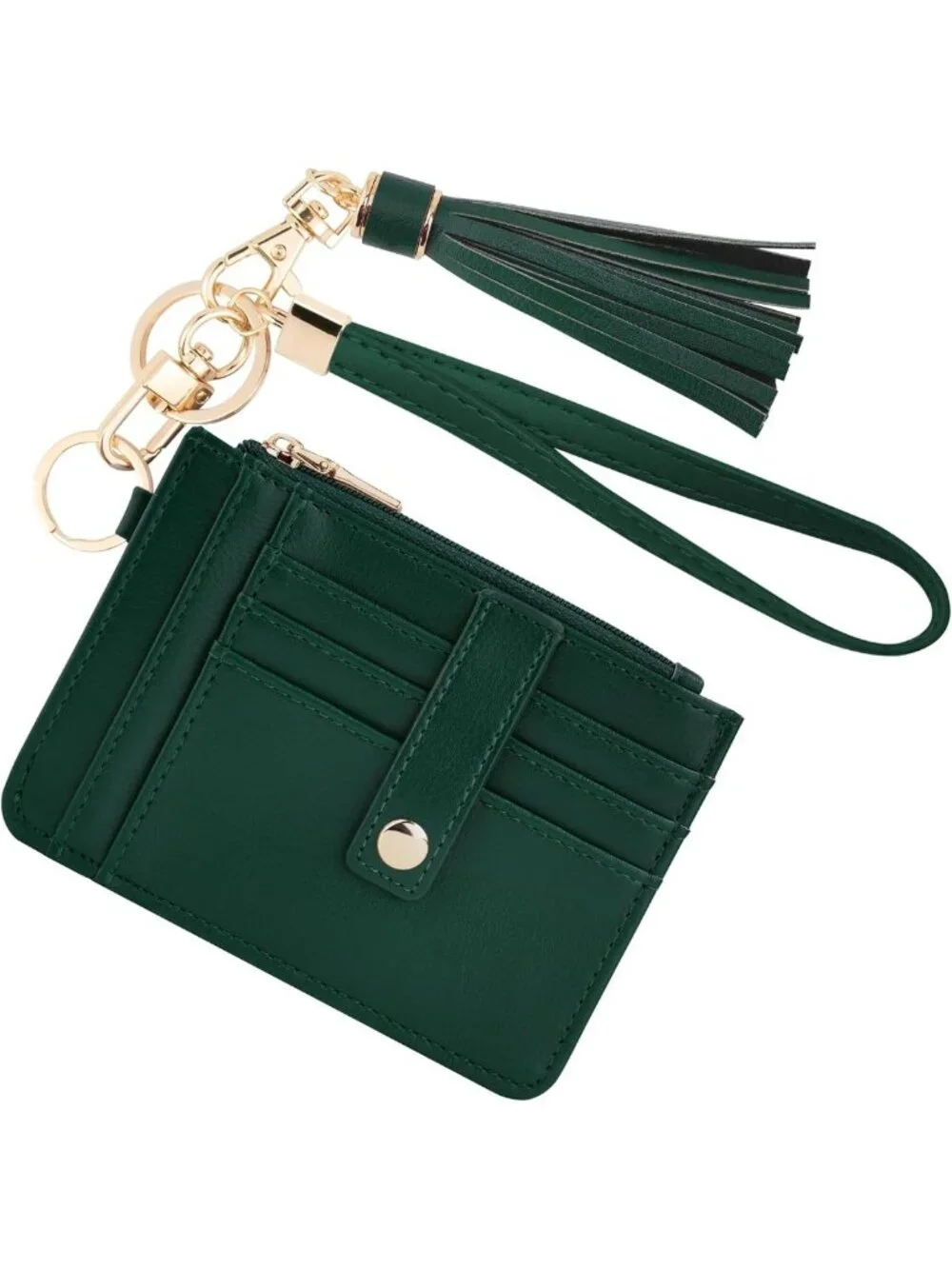 Stylish RFID Small Wristlet Wallet for Women - Keychain Credit Card Holder, Dark